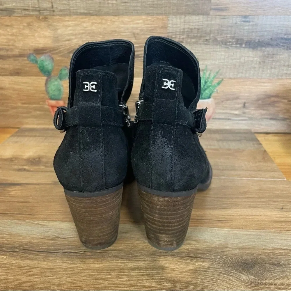 Sam Edelman Miriam Burnished Black Suede Zip Ankle Booties Size 8